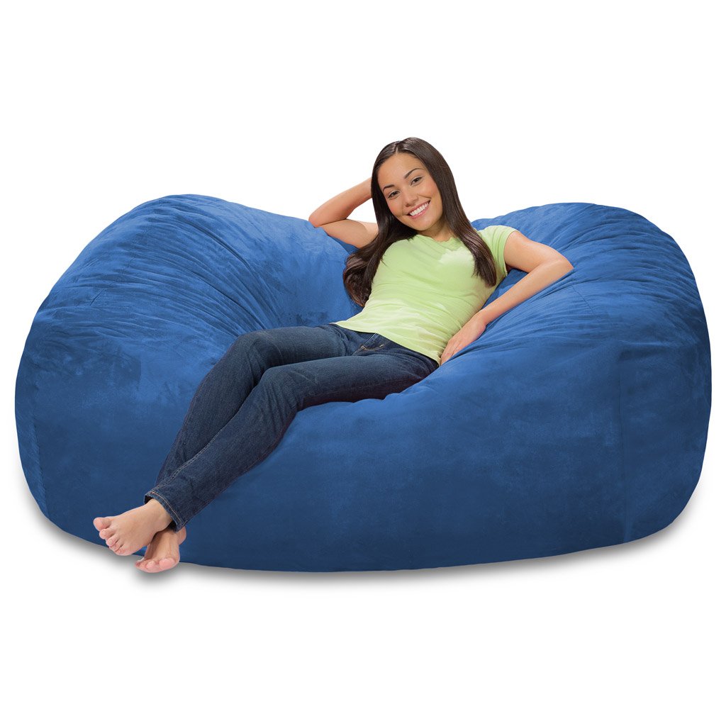 Comfy Sacks Memory Foam Bean Bag Chair - Royal Blue Micro Suede | Ultra Soft & Supportive | Perfect for Gaming, Lounging & Dorm Rooms