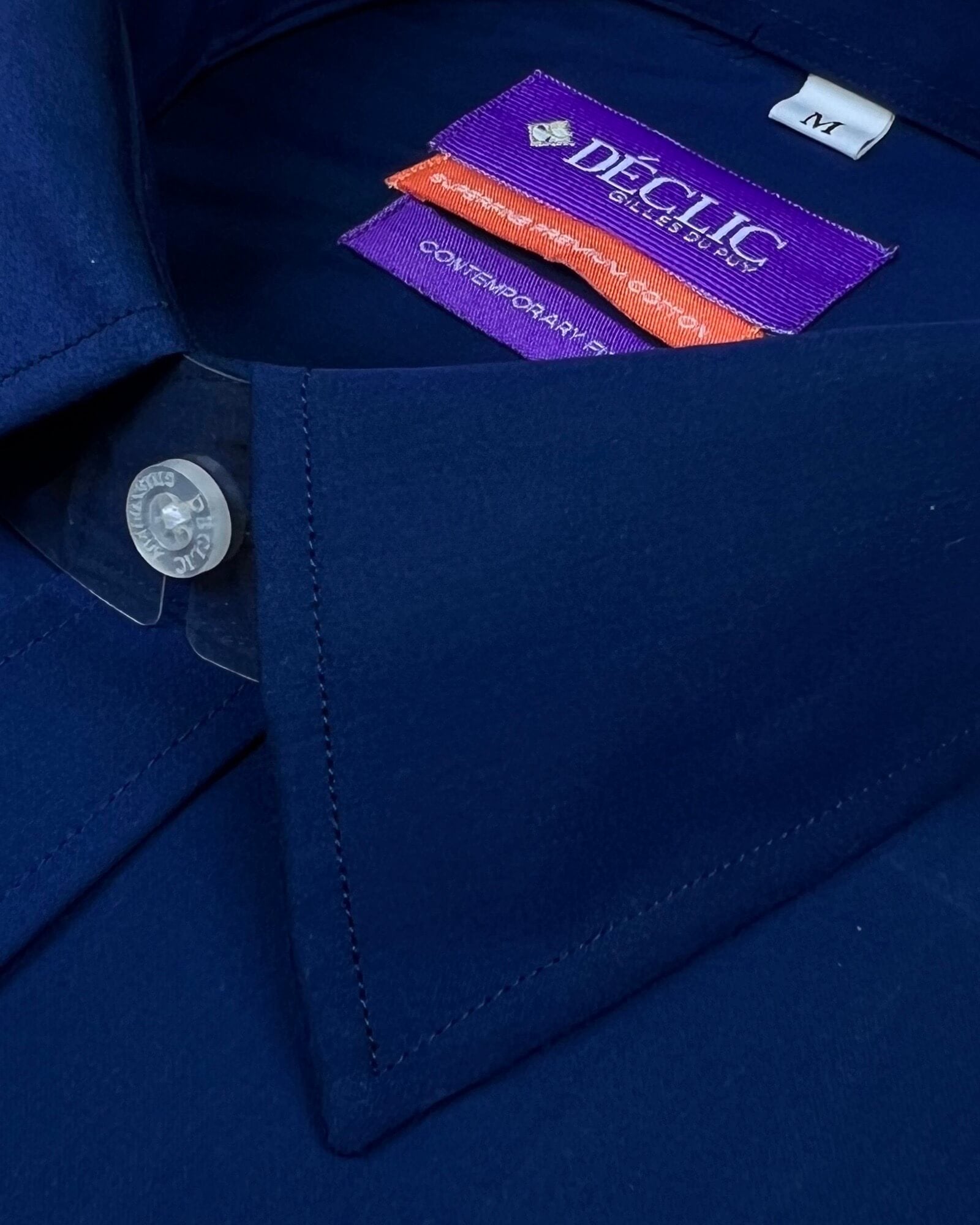 DÉCLIC Rainier Plain Shirt for Men - Classic Navy Blue Casual Button Down Shirt - Perfect for Office, Business, and Everyday Wear