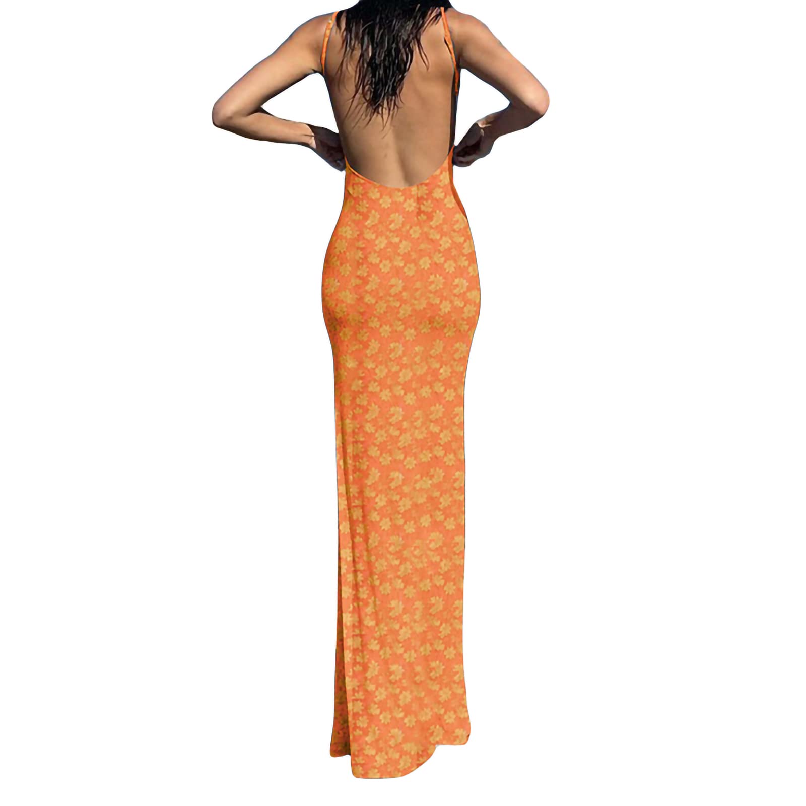 Sexy Sleeveless Spaghetti Strap Satin Midi Dress - Y2K Tie Dye Bodycon Party Dress with Backless & Split Design | Perfect for Club Nights, Summer Outings & Beach Vacations