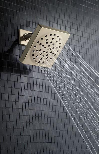 Moen S6340EP15BN 90 Degree Eco Performance 6-Square Rainshower Shower Head - 1.5 GPM Water-Saving, Brushed Nickel Finish - Perfect for Spa-Like Bathroom Experience & Water Conservation