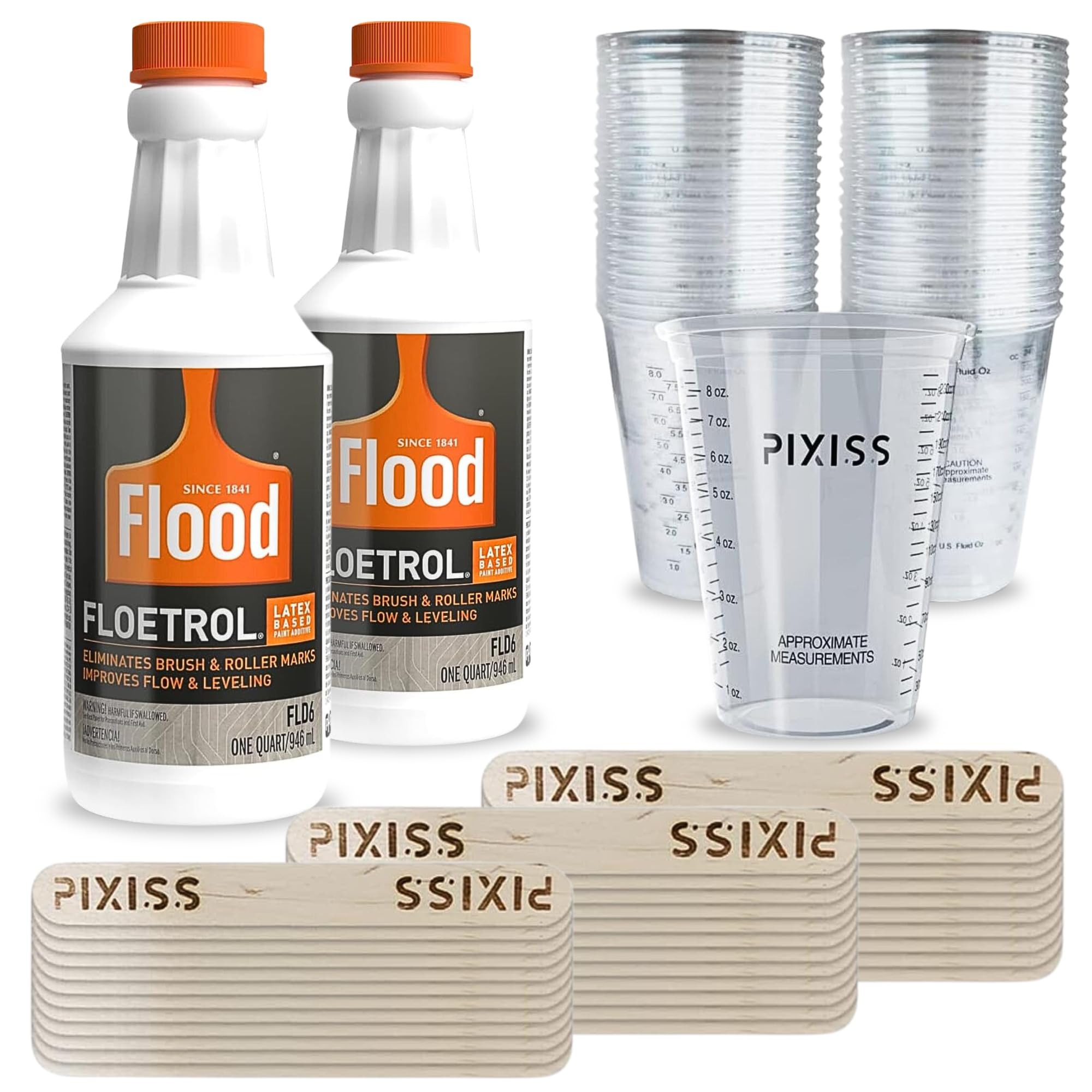 2-Pack Floetrol Acrylic Paint Pouring Medium Additive - 40 Disposable Paint Mixing Cups & 40 Wooden Mixing Sticks - Perfect for Fluid Art, DIY Painting, and Home Decor Projects