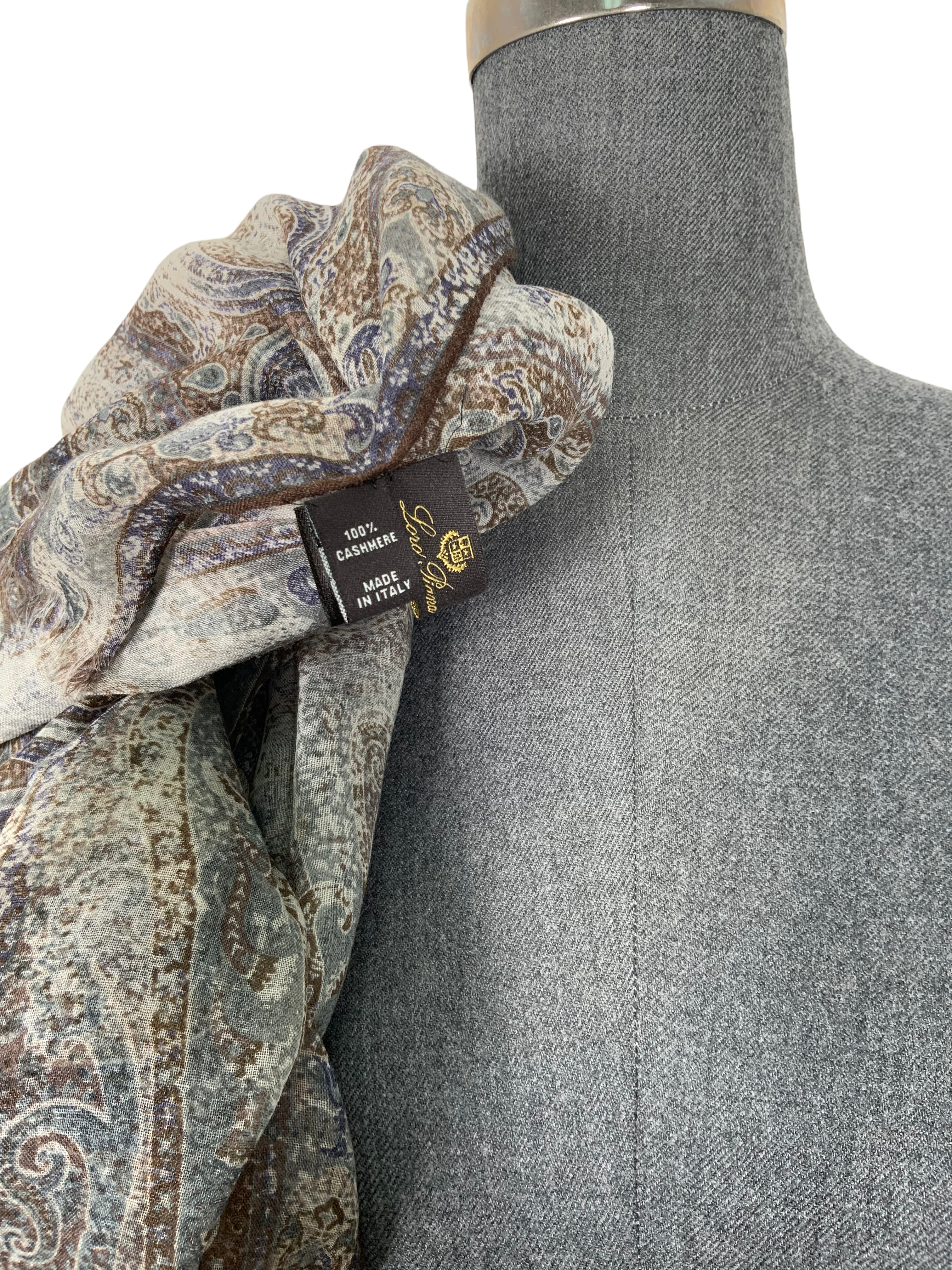 Luxury Loro Piana Cashmere Scarf - Soft Paisley Print with Fringe Trim, Oblong Shawl Wrap for Women | Perfect for Winter Fashion, Office Elegance & Gift Giving