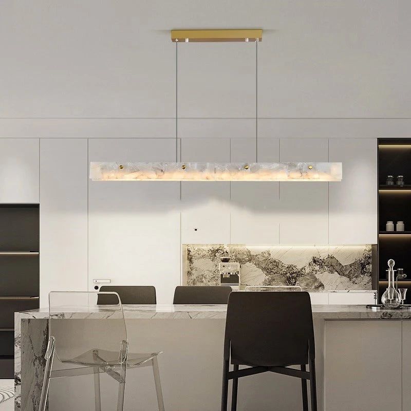 Spanish Marble LED Kitchen Island Dining Chandelier - Modern Pendant Light Fixture for Kitchen Counter, Breakfast Bar, and Dining Room Decor