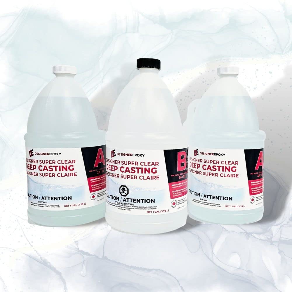 Deep Casting Super Clear 3 Gallon Epoxy Resin Kit - Crystal Clear Coating for River Tables, Art Resin, Jewelry Making - Perfect for DIY Crafts, Woodworking & Home Decor Projects