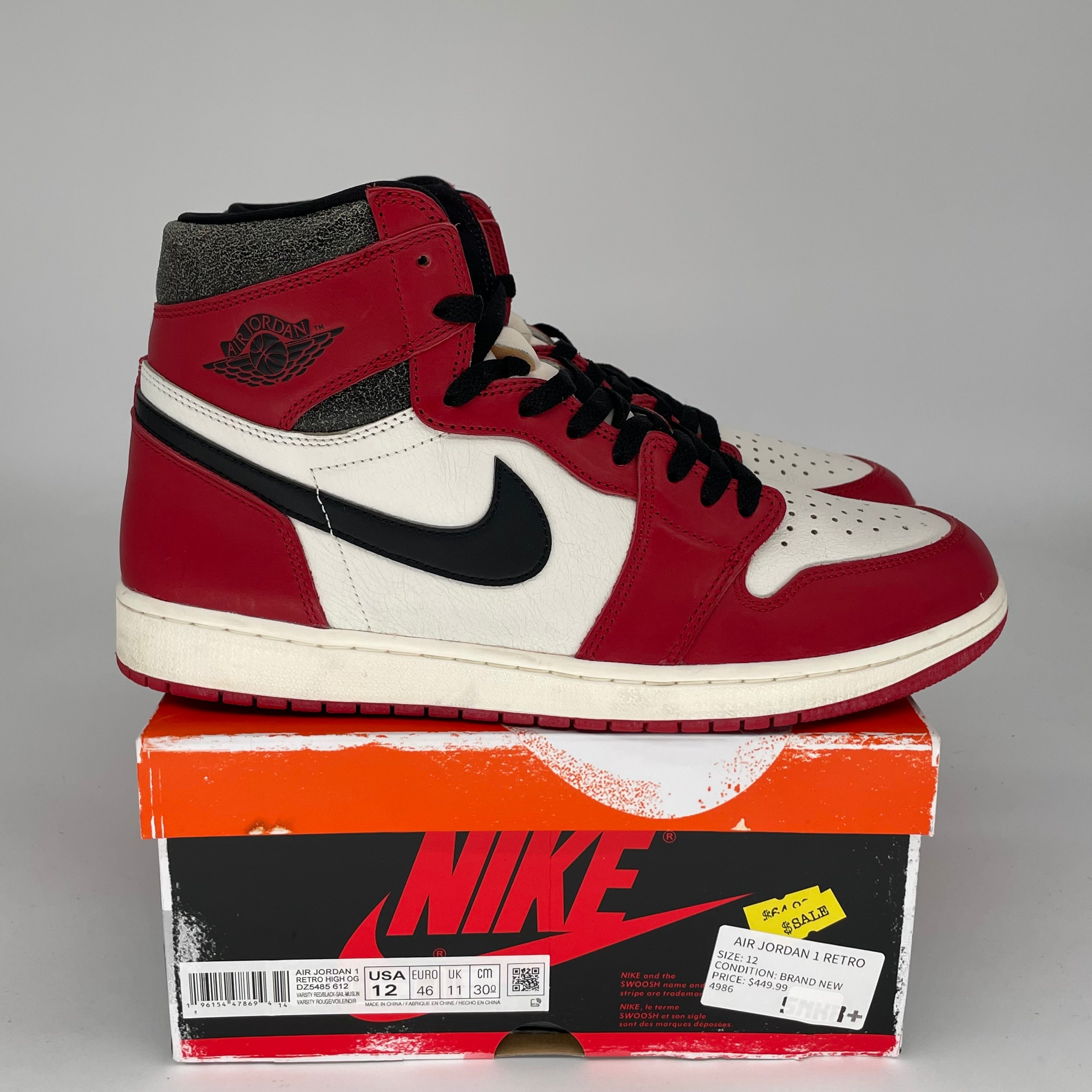 Original Title: AIR JORDAN 1 LOST AND FOUND SIZE 12 DZ5485 612   Optimized Title: **Air Jordan 1 Retro High OG 'Lost and Found' Men's Basketball Shoes - Size 12 (DZ5485-612) - Perfect for Sneaker Collectors & Streetwear Fashion**    **使用场景:** Ideal for basketball games, casual wear, sneaker collections, and urban street style.