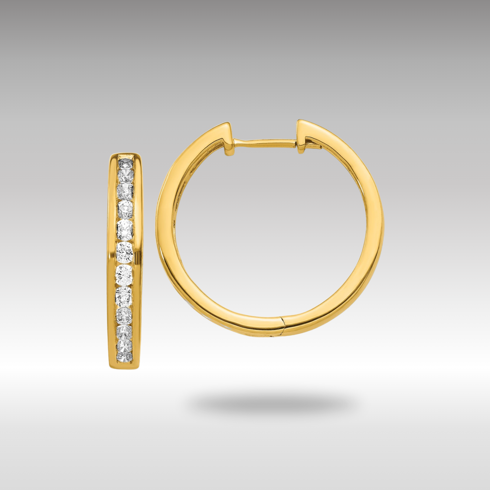 14K Gold Diamond Hinged Hoop Earrings - Elegant Dangle Earrings for Women | EM5366 100 YA | Perfect for Weddings, Parties & Special Occasions