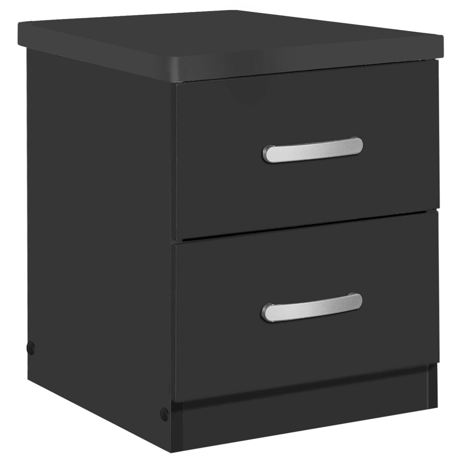 Better Home Products Night Stand with 2 Drawers - Black Wooden Bedside Table for Bedroom, Living Room & Office - Compact Storage Solution for Lamps, Books & Essentials