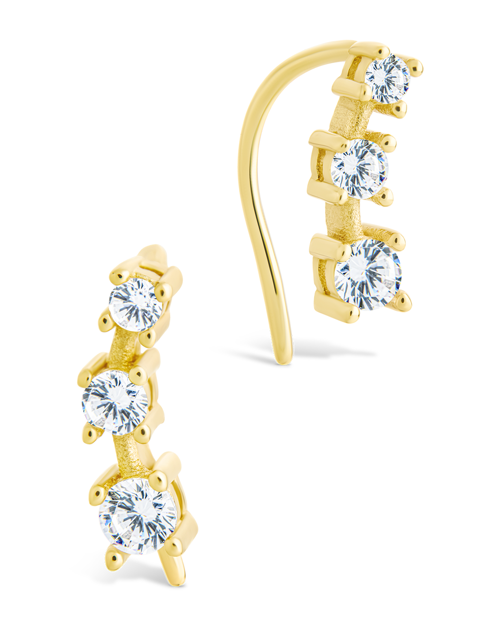 Sterling Silver Round Cut Mini Ear Crawlers - Elegant Hoop Earrings for Women, Perfect for Everyday Wear, Parties & Special Occasions