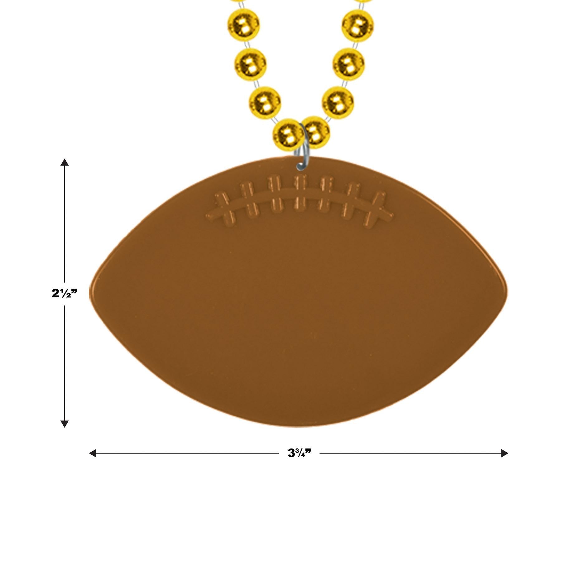 12 Pack Gold Party Bead Necklaces with Football Medallion - Bulk Mardi Gras Beads for Football Games, Super Bowl Parties & Carnival Celebrations