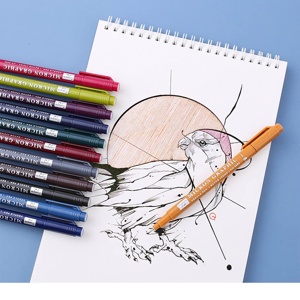 0.5mm Micro-Line Drawing Pens - Fine Tip Felt Pens for Artists, Sketching, Anime & Line Art | Premium Fineliner Inking Pens with Micro-Tip | Perfect for Bullet Journaling, Calligraphy & Detailed Illustrations (Vintage Style)