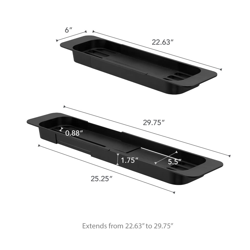 Yamazaki Home Expandable Bathtub Caddy - Bamboo Bath Tray with Adjustable Width, Book & Wine Holder for Relaxing Bath Time - Perfect for Spa Days, Reading & Self-Care Moments