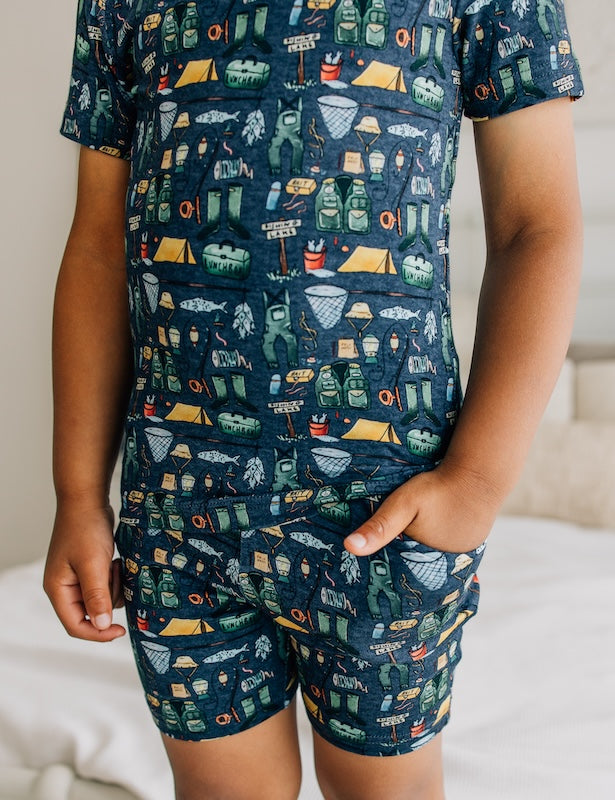 Gone Fishing Short Set for Men - Comfortable Summer Outfit with Pockets - Perfect for Beach, Fishing, and Outdoor Activities