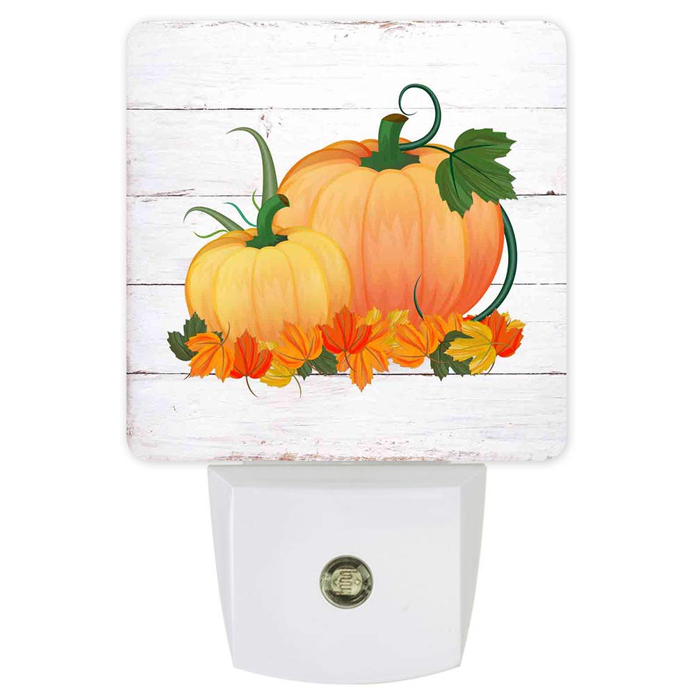 LED Night Light with Dusk-to-Dawn Sensor - Cartoon Pumpkin Autumn Thanksgiving Plug-in Wall Lamp for Kids Room, Nursery, Bathroom, Bedroom, Hallway & Stairs - Perfect for Nighttime Safety and Seasonal Home Decor