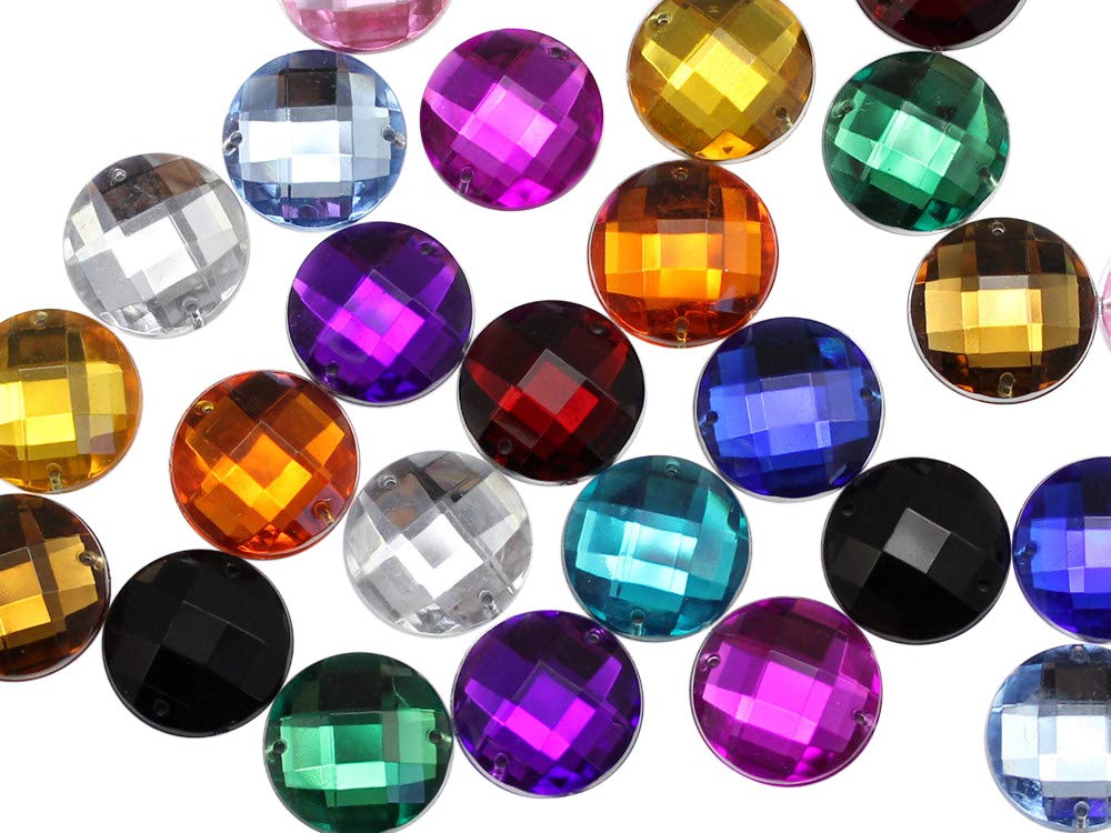 Allstarco 12mm Clear CH38 Flat Back Acrylic Rhinestones - 60pcs Sew On Round Beads with Holes for Jewelry Making, Clothing Embellishment, DIY Crafts, Cosplay Costumes & Shoe Decorations | Perfect for Bridal Accessories, Handmade Gifts & Fashion Design