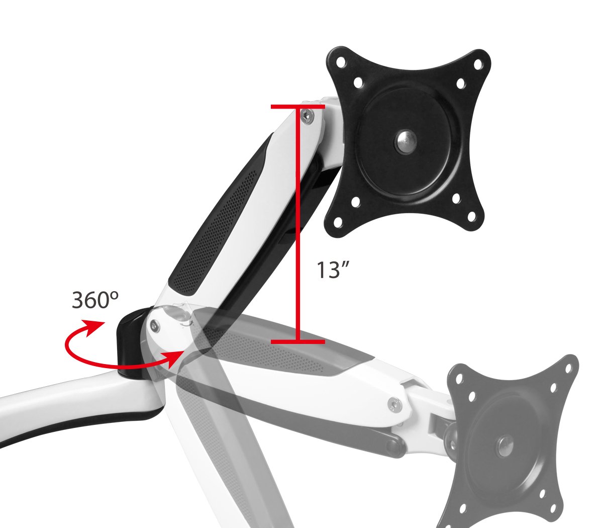 SIIG White Single Monitor Desk Mount - Height Adjustable Gas Spring Arm for 15