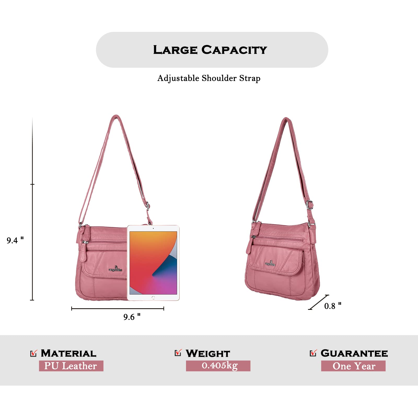 Angel Kiss Women's Crossbody Bag - PU Leather Adjustable Shoulder Handbag Purse for Daily Use, Travel & Shopping