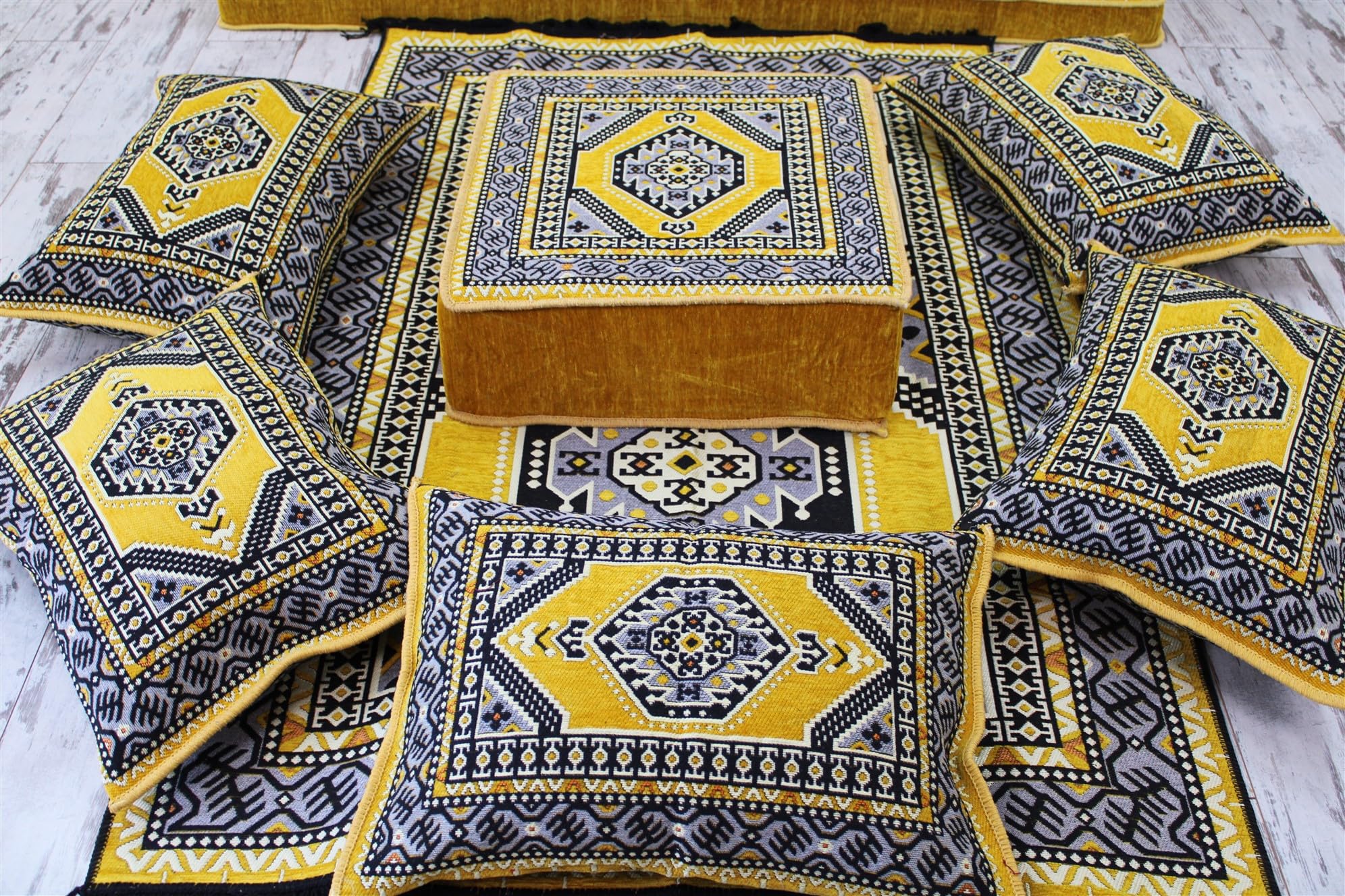 Arabic Style Majlis Floor Seating Sofa - Traditional Arabian Mattress Loveseat for Living Room Decor | Moroccan Diwan & Jalsa Bench Cushions | Perfect for Ramadan Gatherings, Oriental Sitting & Outdoor Patio Furniture