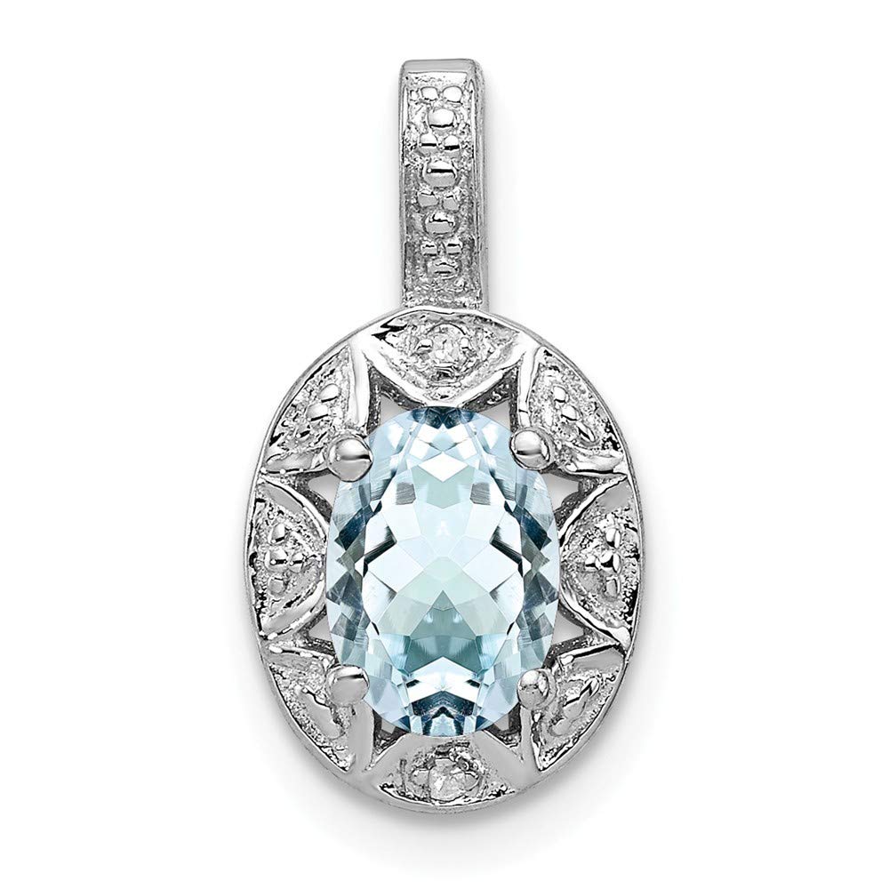 925 Sterling Silver Diamond & Aquamarine Pendant Necklace for Women - Elegant Jewelry Gift for Birthday, Anniversary & Special Occasions
