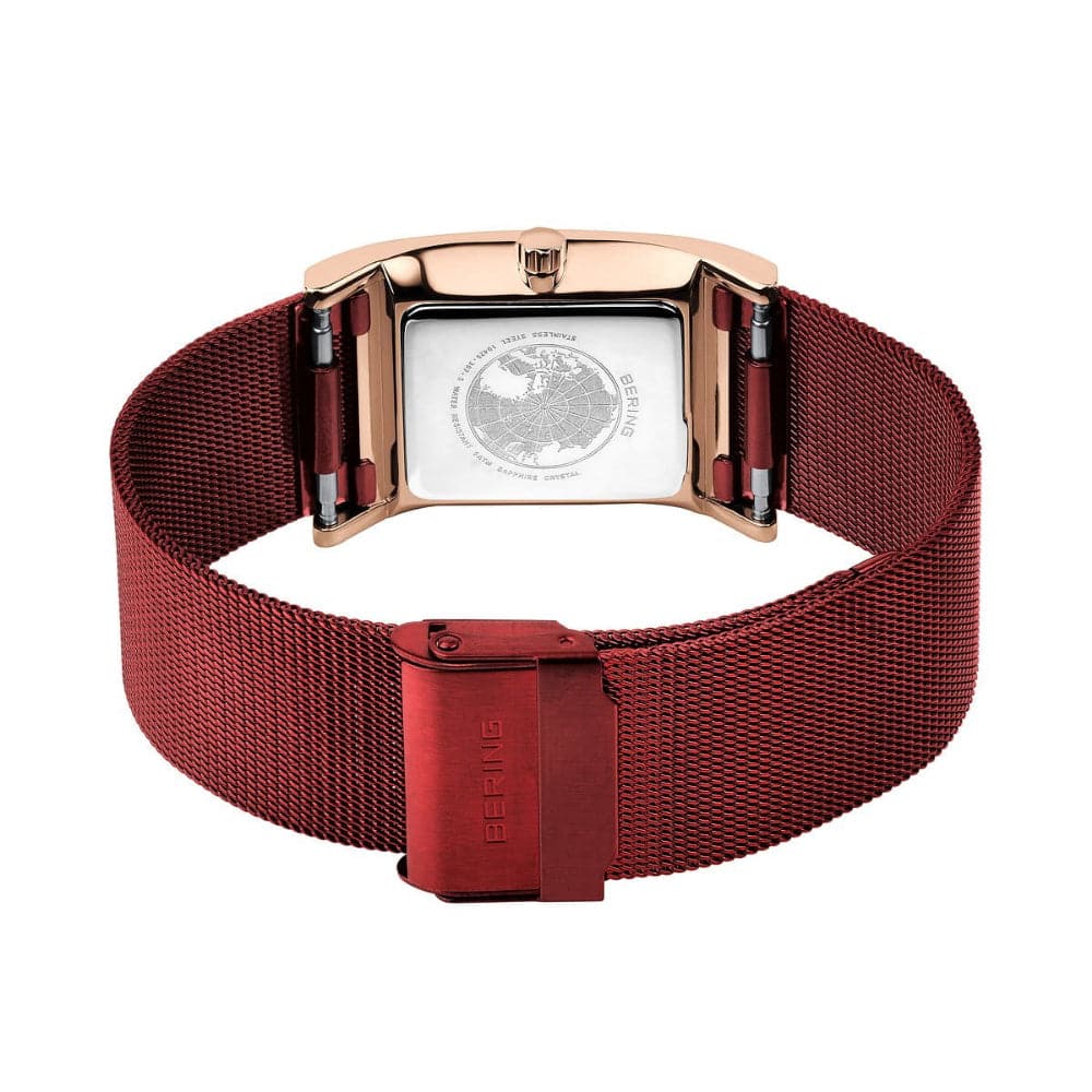 Bering Classic Red Dial Women's Watch with Mesh Strap - 10426 363 S - Elegant Timepiece for Business, Party & Everyday Wear