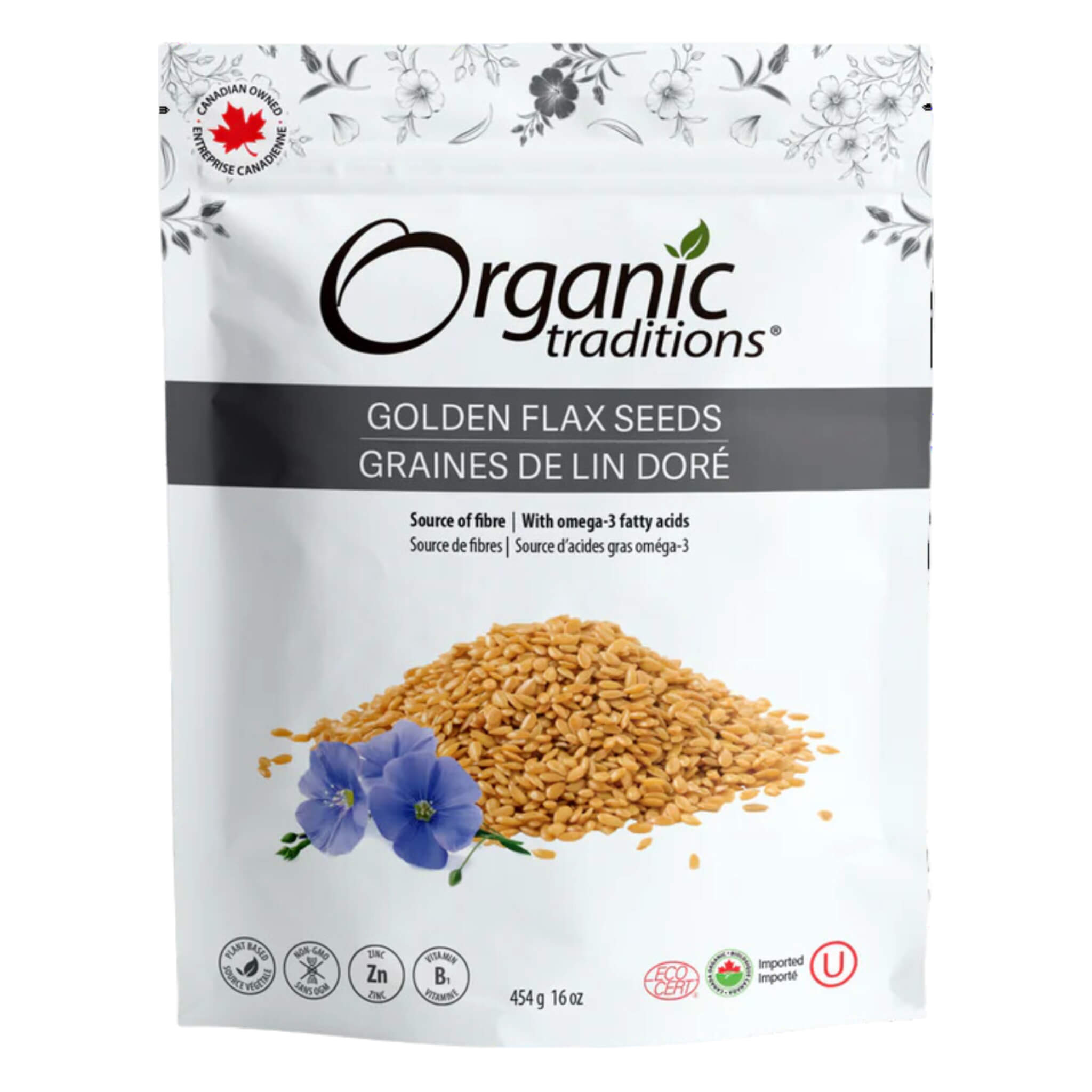 Organic Golden Flax Seeds - Non-GMO, High in Omega-3 & Fiber - Perfect for Smoothies, Baking & Healthy Snacks