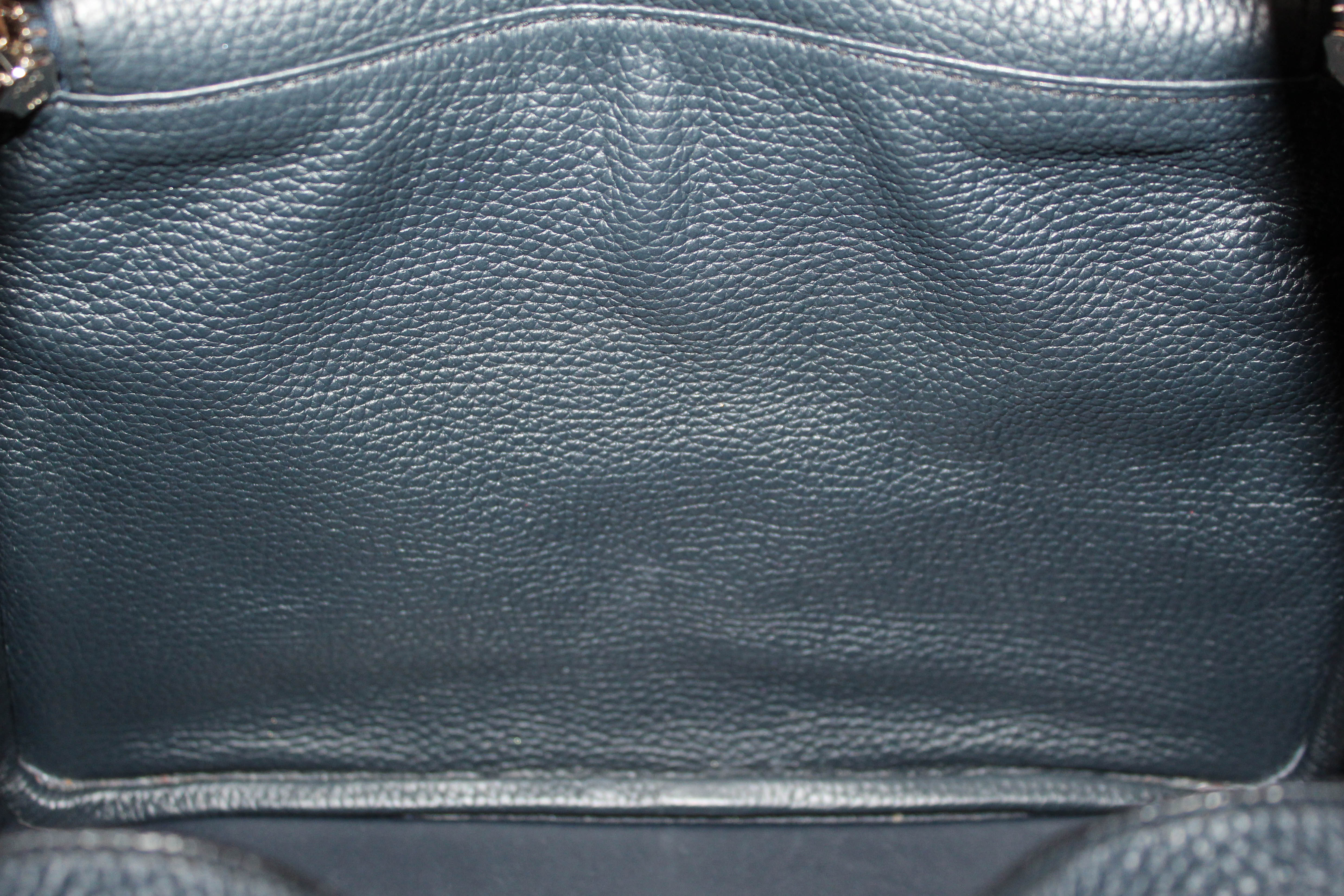 Authentic Hermes Bleu Indigo Togo Leather Lindy 30 Handbag & Shoulder Bag - Luxury Designer Purse for Women, Perfect for Work, Travel & Special Occasions