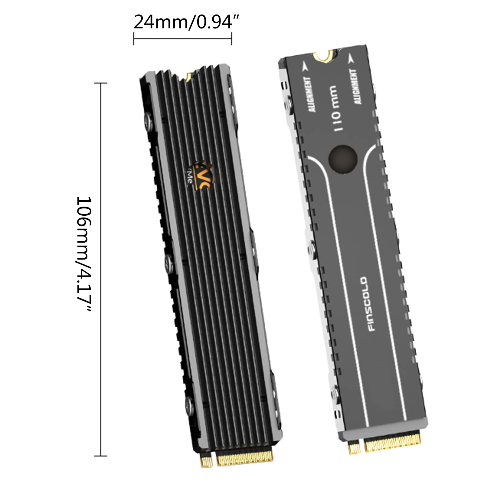 High-Performance Aluminum M.2 22110 Heatsink with Thermal Pads - Efficient Cooling Solution for NGFF NVME PCIE SSD Hard Drives - Perfect for Gaming PCs, Workstations & High-Speed Data Storage