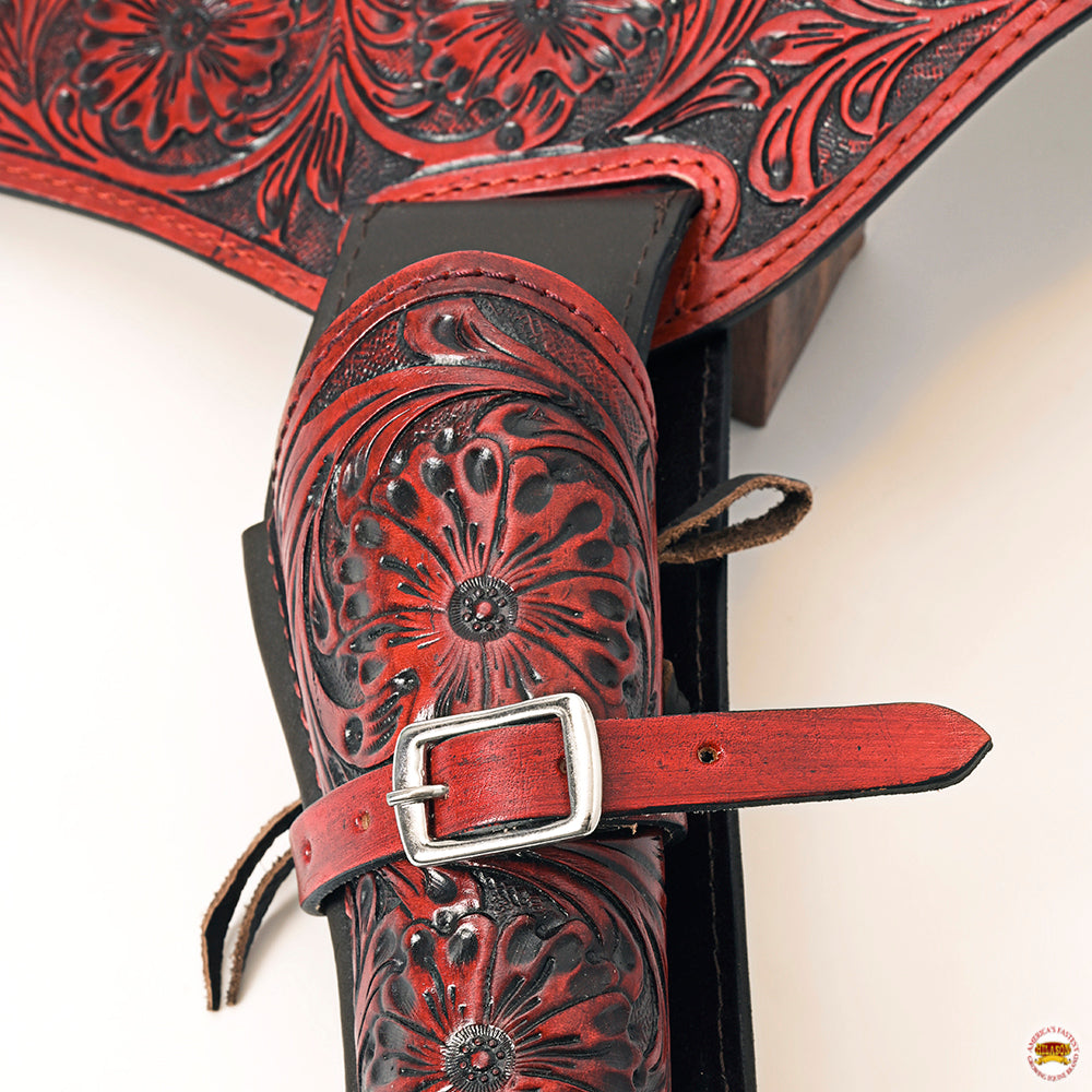 Hilason 44/45 Cal Right Hand Western Leather Gun Holster Rig for Cowboy & Western Style - Perfect for Reenactments, Rodeos, and Shooting Ranges