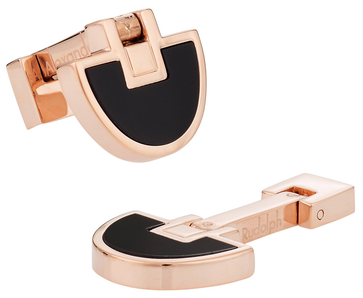 Elegant Double Sided Rose Gold Onyx Cufflinks for Men - Luxury Wedding & Formal Dress Accessories with Travel Gift Box - Perfect for Grooms, Business Professionals & Special Occasions
