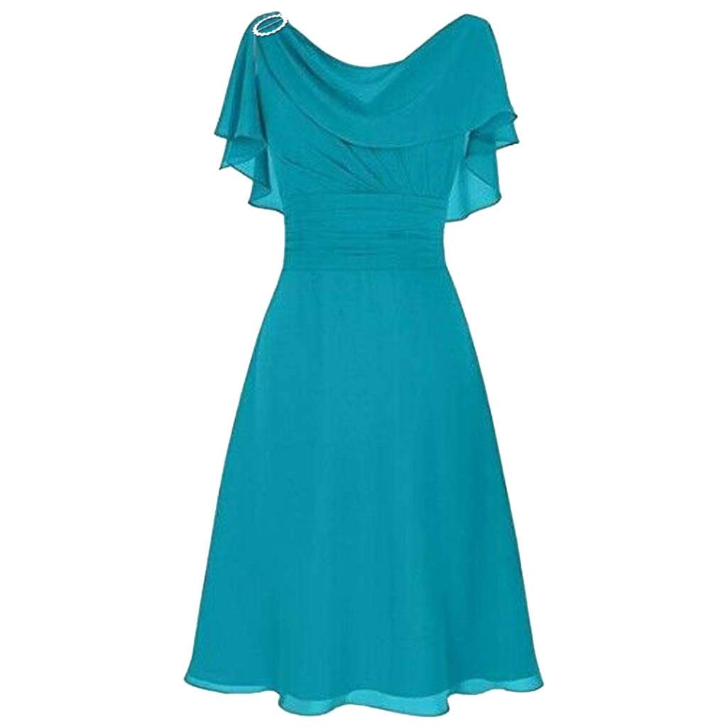 SDOHIG Women's Summer Casual Dresses - Ruffle Solid Color Short Sleeve V-Neck Dress | Perfect for Beach, Vacation & Daily Wear