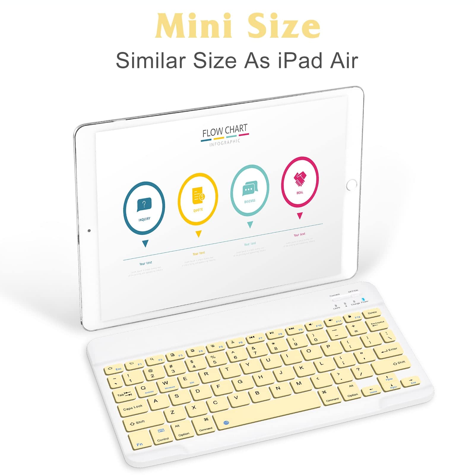 Rechargeable Bluetooth Keyboard and Mouse Combo - Ultra Slim Full-Size Wireless Keyboard with Ergonomic Mouse for Mac, iPad, Tablet, PC, Laptop - Compatible with Xiaomi Mi 10 Ultra - Banana Yellow - Perfect for Home Office, Gaming, and Remote Work