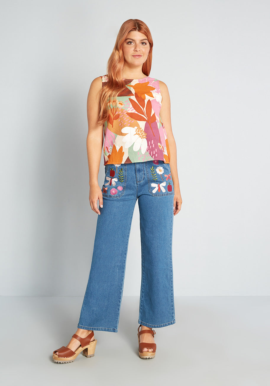 Splash of Nature Women's High Waist Wide Leg Jeans - Comfortable Stretch Denim Pants for Casual Outfits & Boho Style