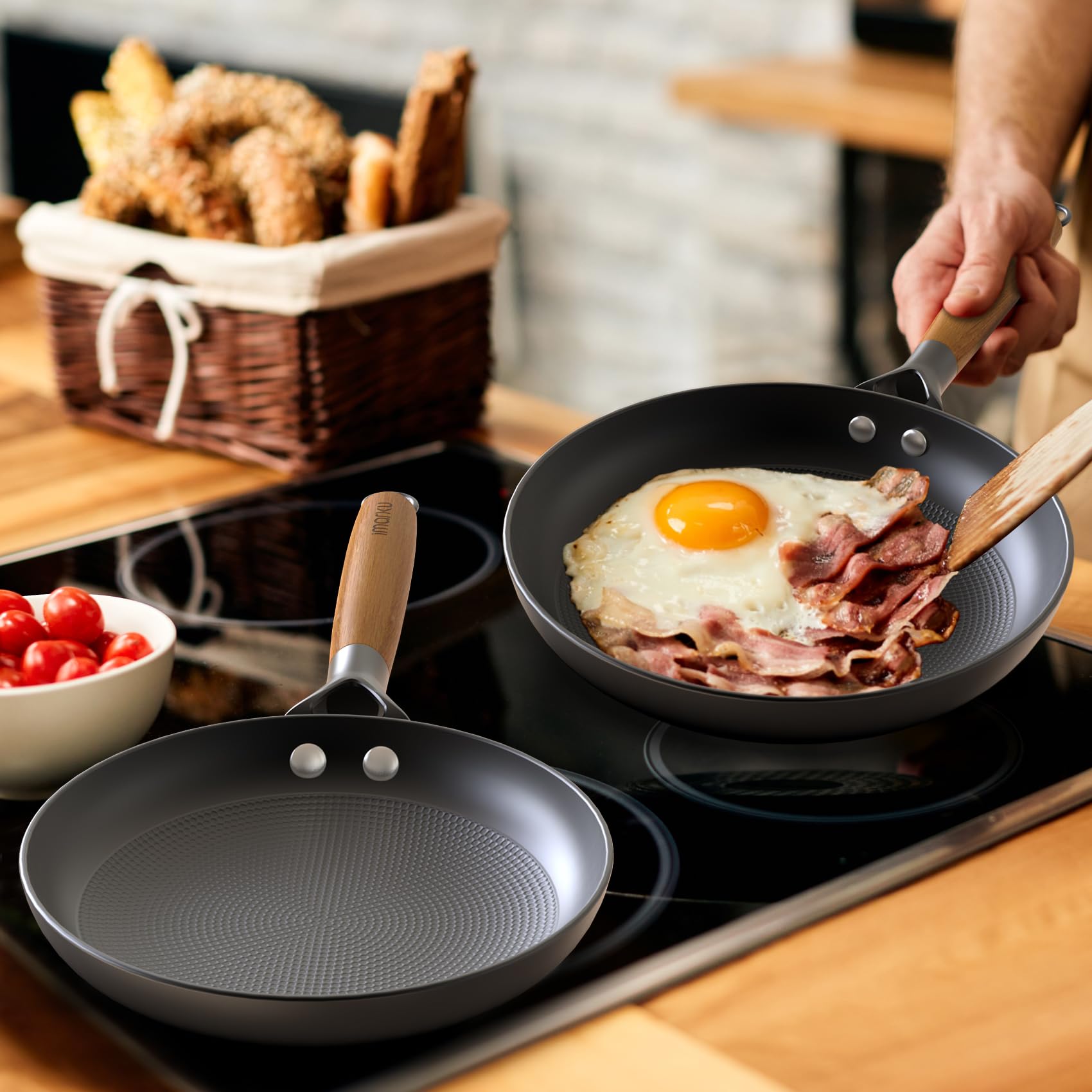 **Imarku Non Stick Frying Pan Set - 8, 10 & 12 Inch Professional Cast Iron Skillet, Dishwasher Safe, Detachable Handle, Perfect for Christmas Gifts - Ideal for Sautéing, Frying & Cooking Family Meals**