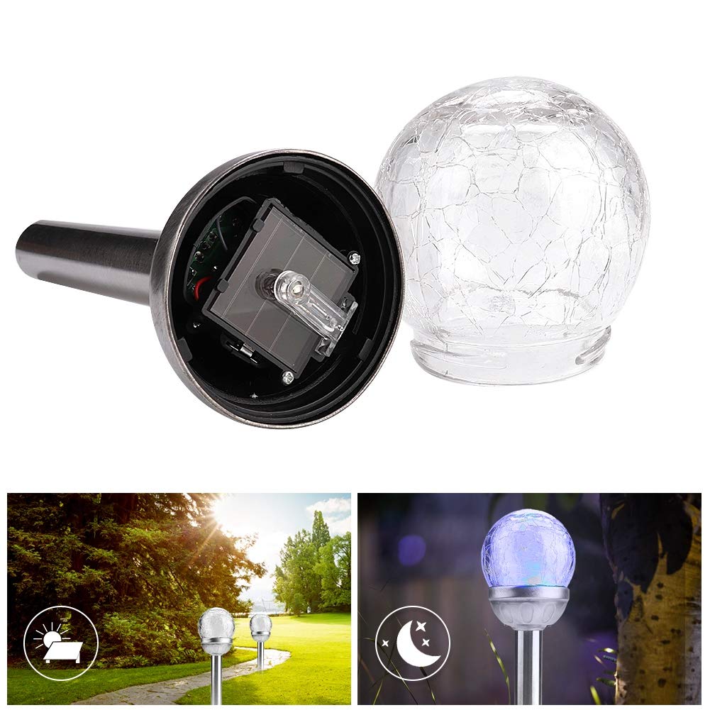 3D Solar Crackle Glass Ball Light - Outdoor Solar Powered LED Landscape Lights, Waterproof Garden Lamp with Auto On/Off - Perfect for Patio, Yard, Pathway, and Garden Decor