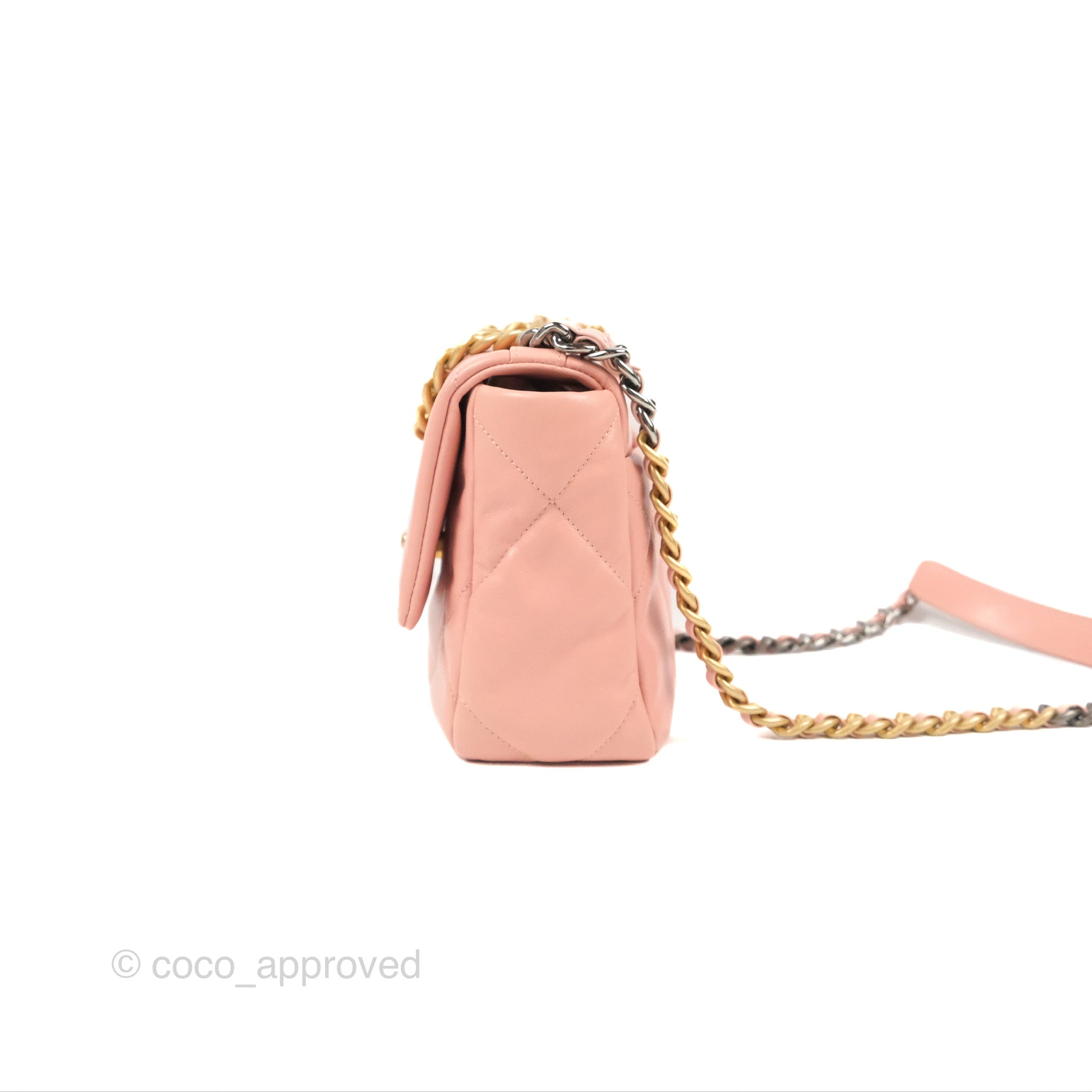 Chanel 19 Small Handbag in Blush Pink Goatskin Leather with Mixed Hardware - Perfect for Everyday Luxury & Special Occasions