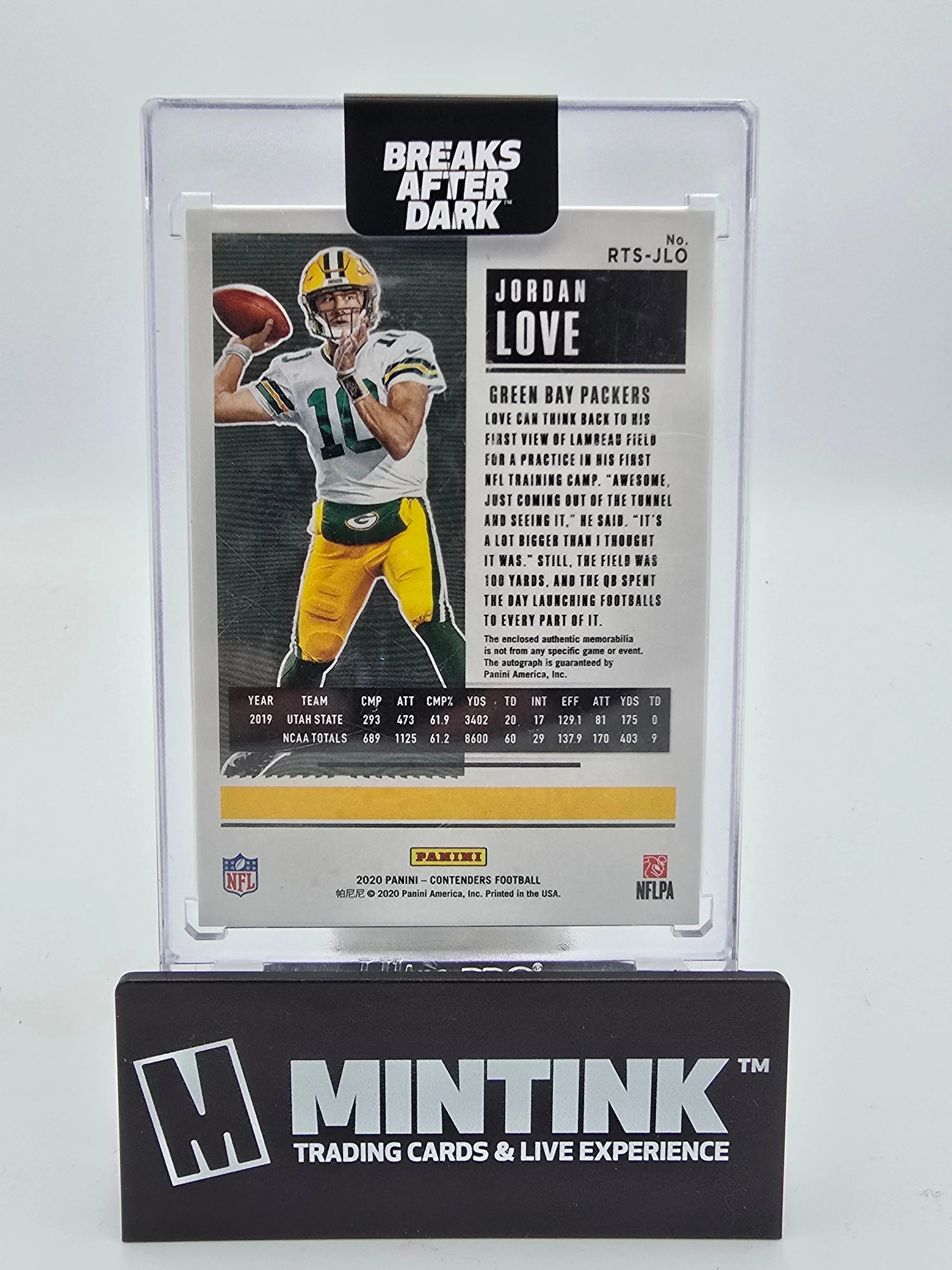 2020 Panini Contenders Football Jordan Love Rookie Ticket Patch Auto #RTS JLO - NFL Collectible Trading Card for Fans & Investors - Perfect for Sports Memorabilia Collections and Fantasy Football Enthusiasts