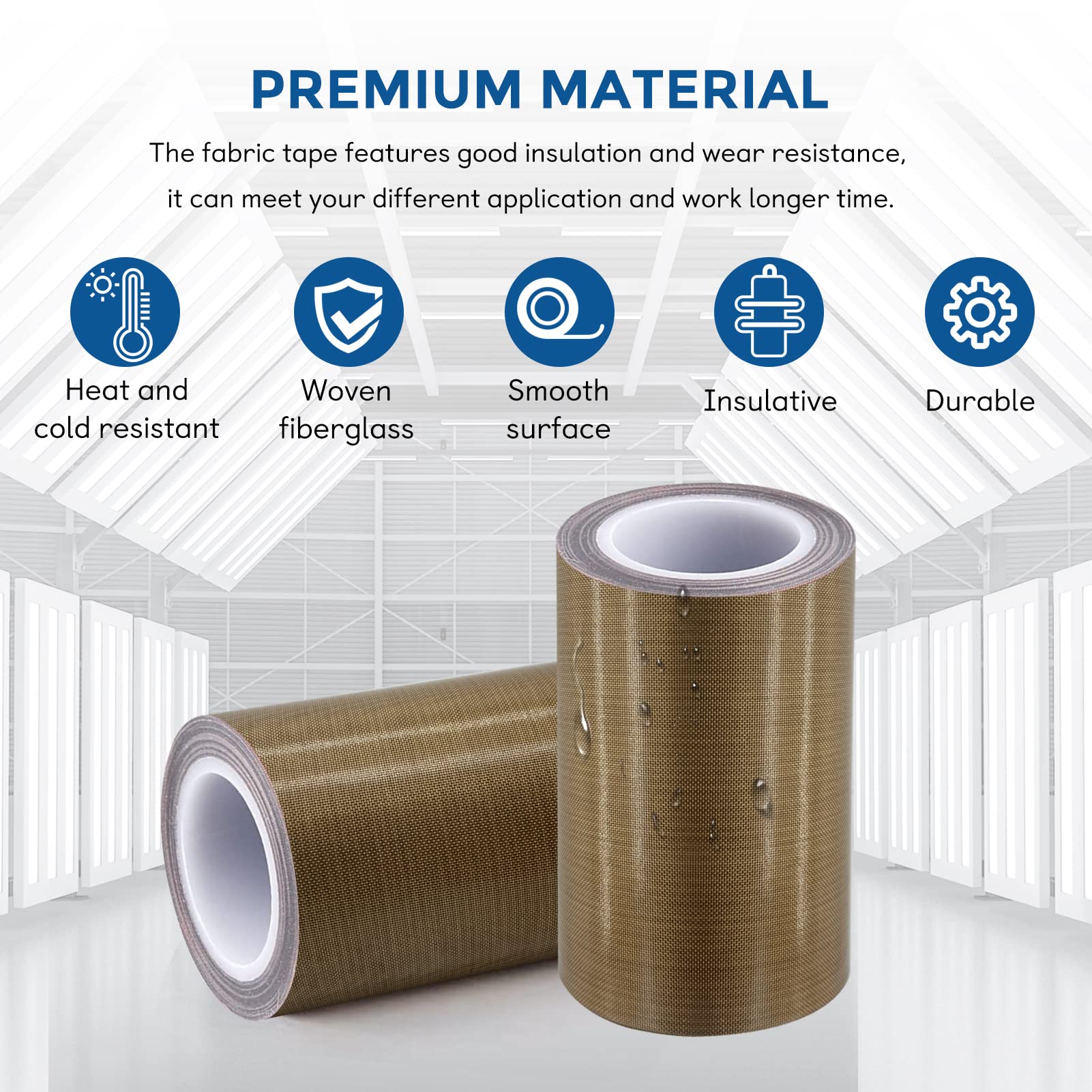 High-Temperature PTFE Coated Fiberglass Adhesive Tape - 4 Inch x 30 Feet Teflon Fabric Tape for Vacuum Sealer Machines & Hand Impulse Sealers | Heat Resistant, Non-Stick Insulation Tape Compatible with FoodSaver, Seal-A-Meal, Weston, Cabela's | Perfect for Food Packaging, Industrial Sealing & DIY Projects