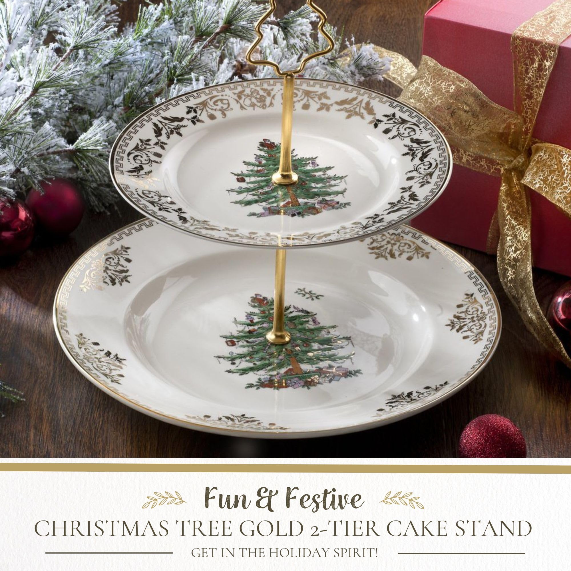 Gold Christmas Tree Cake Stand - Elegant Holiday Dessert Display for Parties, Weddings & Festive Celebrations