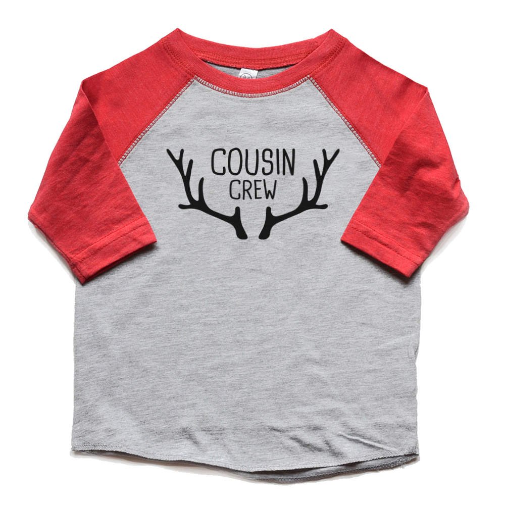 Christmas Family Matching Shirts for Kids - Cousin Crew Deer Antler Raglan Tees for Boys & Girls - Perfect for Family Reunions, Holiday Photos & Festive Gatherings