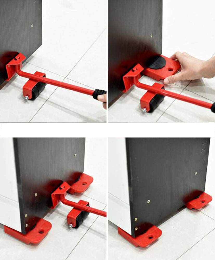 **5-Piece Professional Furniture Moving Roller Set - Heavy Duty 440 lbs (200 KG) Lift Capacity - Furniture Lifter & Mover Tools for Home, Office & Warehouse Relocation**