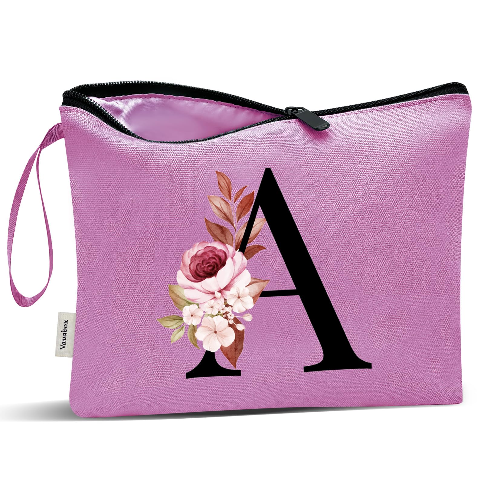 Personalized Makeup Bag for Women - Custom A-Z Monogram Cosmetic Pouch, Birthday Gift for Mom, Best Friend & Bridesmaid - Travel Toiletry Organizer (Style A, Purple) | Perfect for Weddings, Spa Days & Vacation Essentials Storage