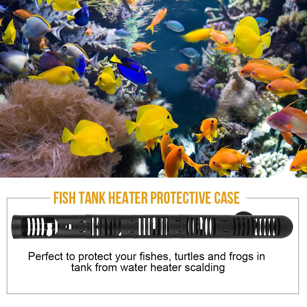Zerodis Aquarium Heater Protective Cover - Detachable Multi-Size Fish Tank Heater Guard with Suction Cups for Turtles, Frogs & Tropical Fish - Safe Water Heater Protector for Freshwater & Saltwater Aquariums (#4)