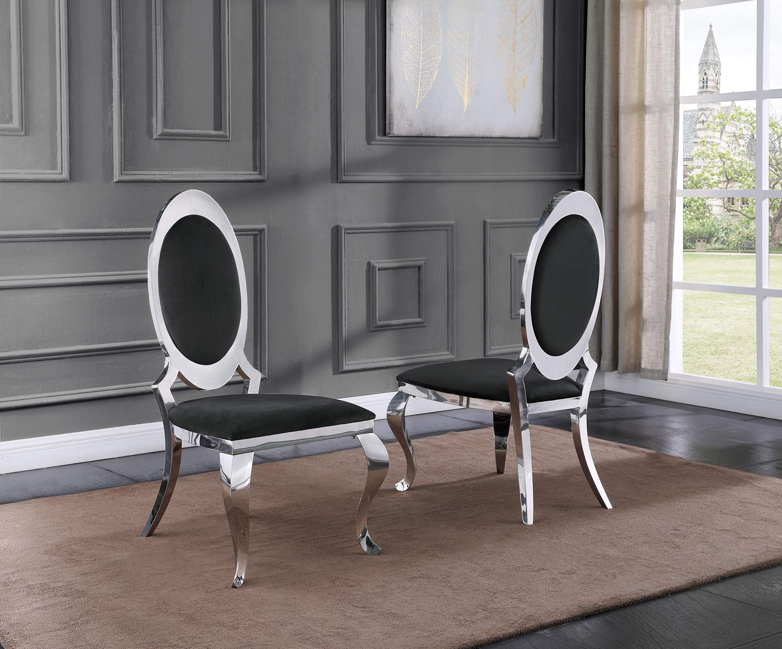 Modern 6-Piece Dining Room Set D01-6SC182 - Black Wooden Table & Chairs for Kitchen, Dining Room, Breakfast Nook | Perfect for Family Meals & Entertaining Guests
