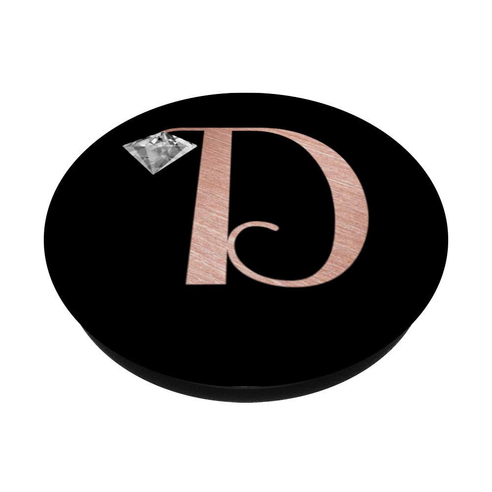 Rose Pink Phone Stand with Letter D - Elegant Black Initial D Design for Desk, Office, and Home Decor