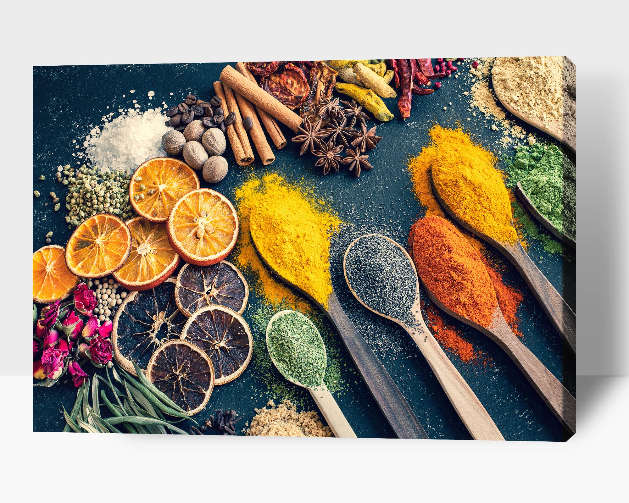 TIMUBA Modern Kitchen Canvas Wall Art - Spice Scoop Pictures for Dining Room & Home Decor - 32x48 Inches - Perfect for Living Room, Kitchen & Dining Area Wall Decoration
