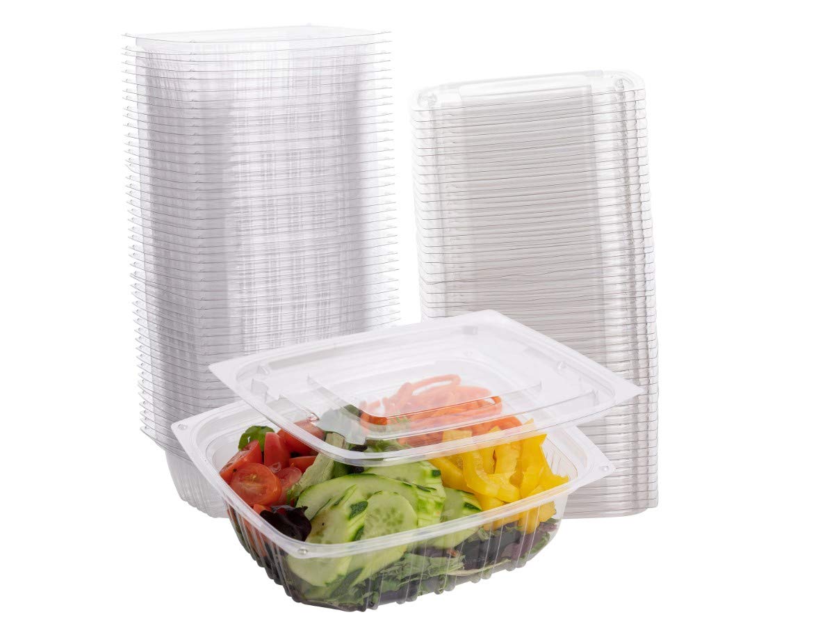 Smygoods 64-Pack Clear Plastic Deli Containers with Lids - Square Food Storage Containers for Salads, Meal Prep, Takeout & Leftovers | BPA-Free, Durable & Reusable