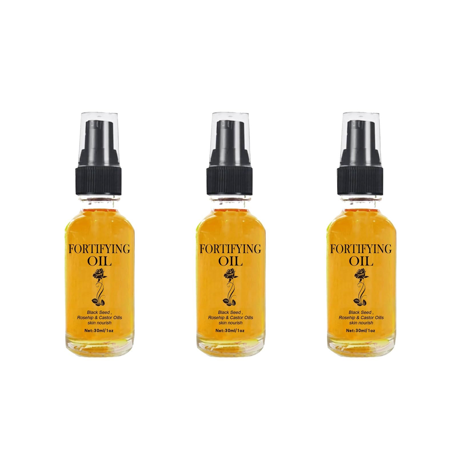3Pcs Organic Rosehip Oil, Cold-Pressed Castor Oil & Black Seed Oil Face Serum - Hydrating & Nourishing for Dry Skin | Anti-Aging Facial Treatment for Glowing Complexion | Perfect for Night Routine & Daily Skincare