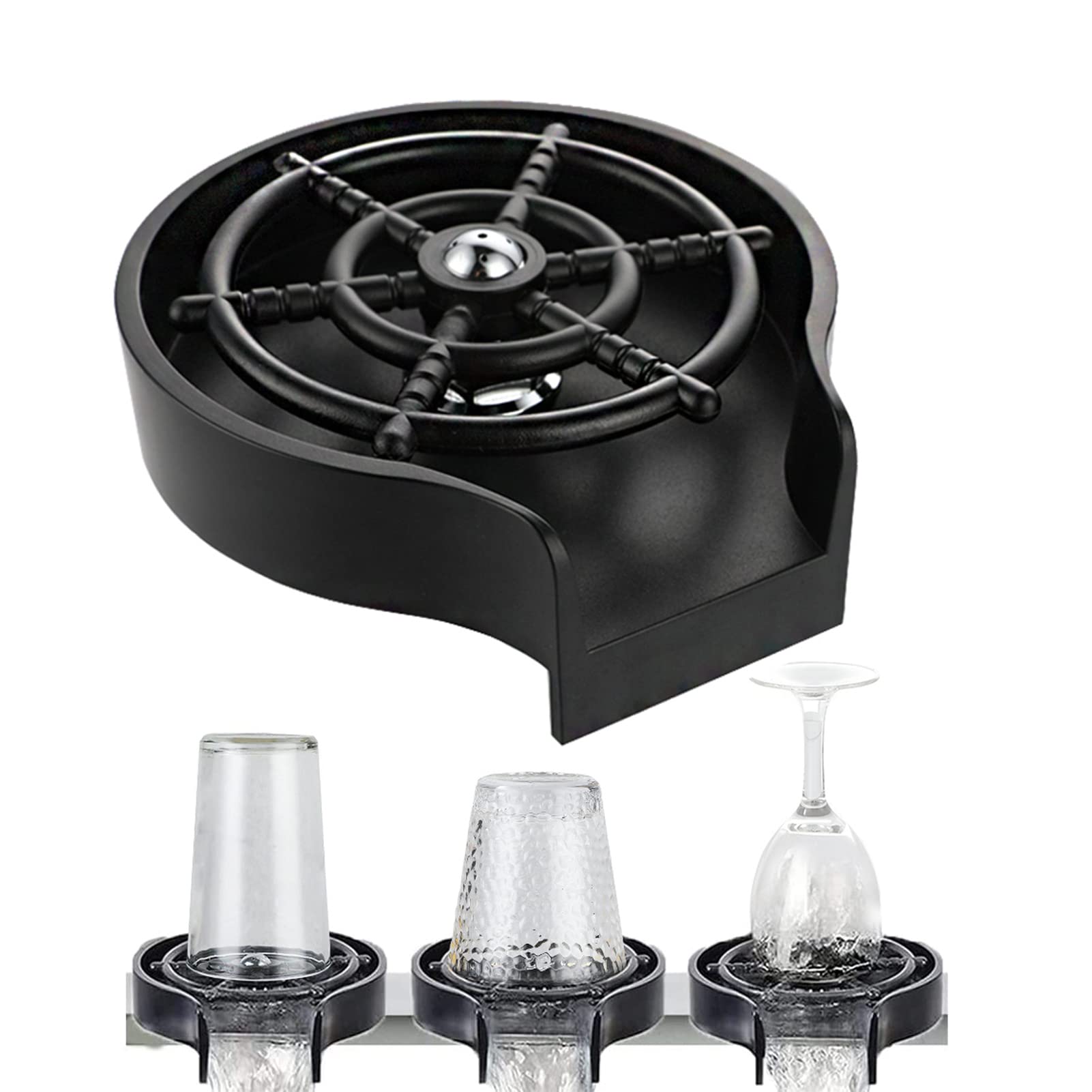 High Pressure Automatic Bottle Washer Glass Rinser Cleaner for Kitchen Sink - Quick Cleaning for Bottles, Decanters & Bar Tools - Perfect for Home Kitchen, Bar, Coffee Shop & Restaurant Use