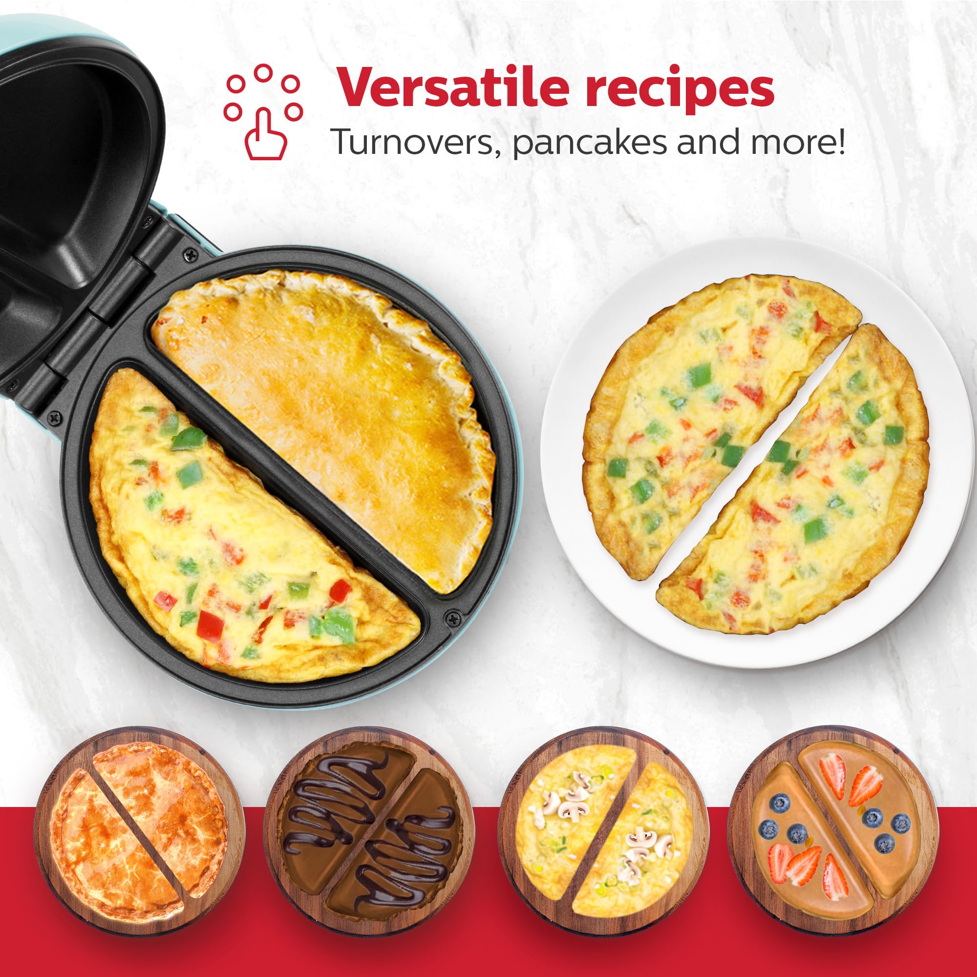Holstein Housewares Non-Stick Omelet & Frittata Pan - Mint Green Stainless Steel Egg Cooker for 2 Individual Portions - Quick & Easy Breakfast Maker for Kitchen, Camping & Dorm Cooking