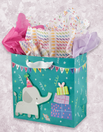 Premium Elephant Themed Party Gift Bags - Medium Square Size for Birthday, Baby Shower & Special Occasions