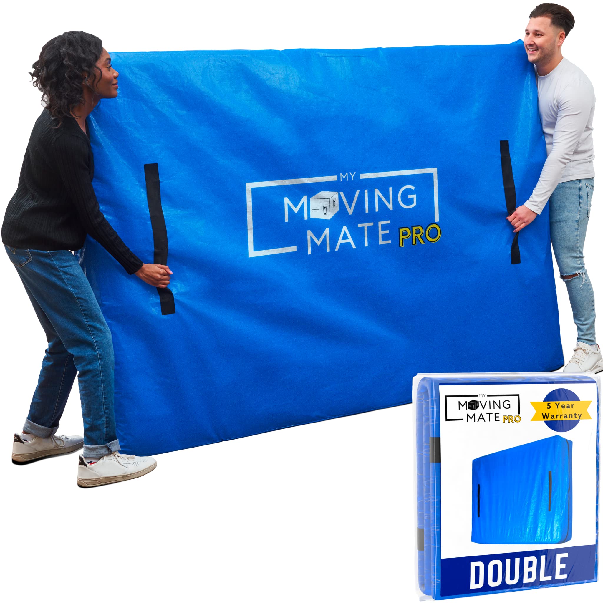 **Heavy Duty Double Size Mattress Bag for Moving & Storage - 8 Handles & Zipper - Waterproof Tarp Plastic Mattress Cover - Reusable Professional Grade Mattress Protector - Perfect for Home, Dorm, RV & Long-Term Storage**